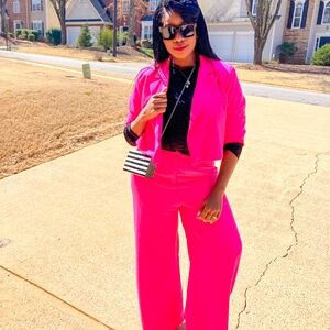 Boohoo Pink Wide Leg Pantsuit